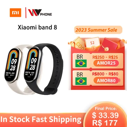 Smartwatch Xiaomi Mi Band 8 7 Tela AMOLED Colorida Miband 8