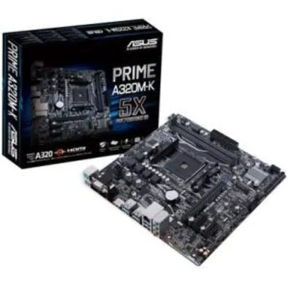 Placa-Mãe Asus Prime A320M-K, AMD AM4, mATX , DDR4 - R$300