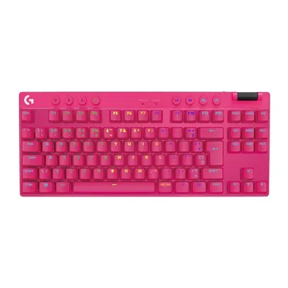 Teclado Gamer Sem Fio Logitech G PRO X, TKL, Layout US, LIGHTSPEED e Switch GX Brown - Rosa Magenta