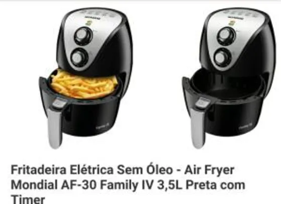 (APP /PRIME) Air Fryer Mondial AF-30 Family IV 3,5L Preta com Timer - 110V