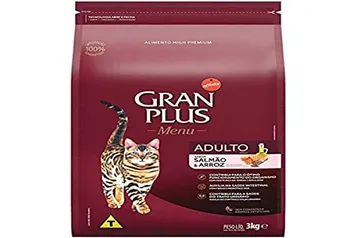 Ração para Gatos Adultos Gran Plus Salmão e Arroz 3Kg