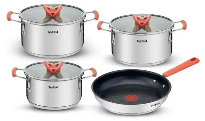 Jogo de Panelas 4 Peças Tefal Opti`space em Inox com Fundo Triplo