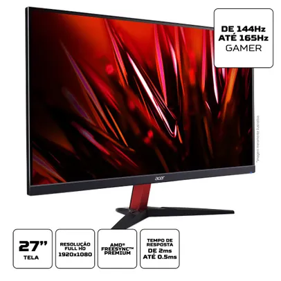 Monitor Gamer 27 Acer LED ips Full HD hdmi, Amd FreeSync, 2ms, 165Hz, Zero frame - KG272 S