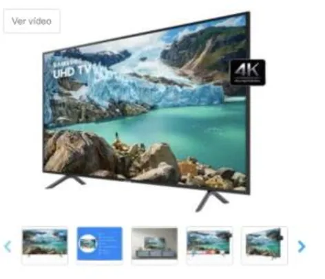 Smart TV 4K LED 50” Samsung UN50RU7100 Wi-Fi - HDR 3 HDMI 2 USB