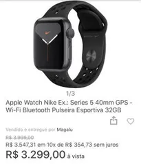 Apple Watch Nike Ex.: Series 5 40mm GPS - R$3299