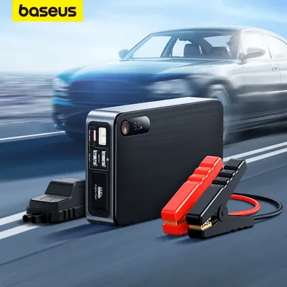 Auxiliar de Partida e Power Bank BASEUS 1200A Portátil Recarregável Com Cabo USB e Três Saídas USB A e USB C