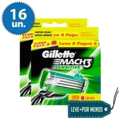 16 Cargas para Aparelho de Barbear Gillette Mach3 Sensitive por R$80