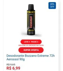 (Leve 4 Pague 3) Desodorante Bozzano Extreme 72h Aerossol 90g R$7