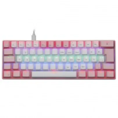 Teclado Mecânico Gamer SuperFrame Ferz, Rainbow, Switch Outemu Blue, ABNT2, 60%, White/Pink, SF-FERZ-RAINBOW-WP