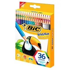 Lápis de Cor Sextavado, BIC, Evolution, 930230, 36 Cores R$27