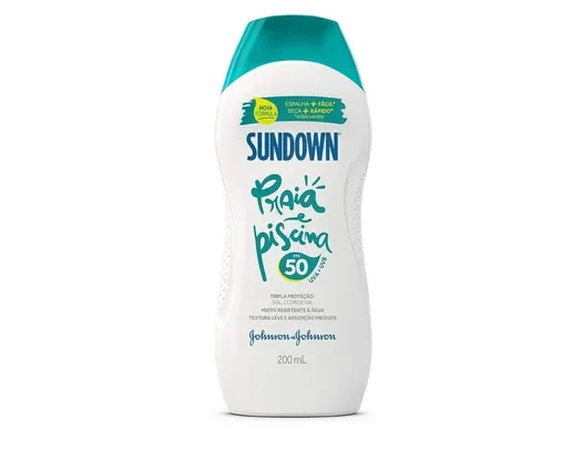 (LEVE 2 PAGUE 1) Sundown Protetor Solar Corpo e Rosto Praia e Piscina FPS 50, 200ml