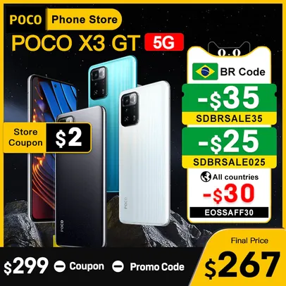 POCO X3 GT 5G 8GB 128GB, versão global, tela 120Hz, 5000 mAh, 67w