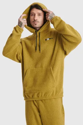 MOLETOM HOODIE SHERPA FLOWER OLIVE 3G