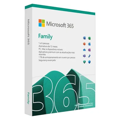 Microsoft 365 Family, Mídia Física, até 6 pessoas, 12 Meses - 6GQ-01543