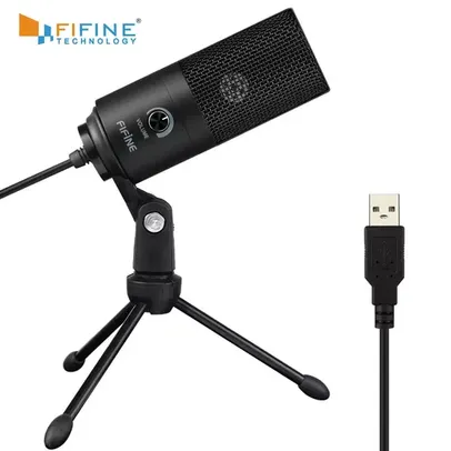 [Taxa inclusa] Microfone Fifine K669 USB com corpo em Metal - Para Computador e Notebook