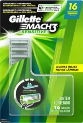 Carga para Aparelho de Barbear Gillette Mach 3 Sensitive para Peles Sensíveis 16 Unidades | R$ 80