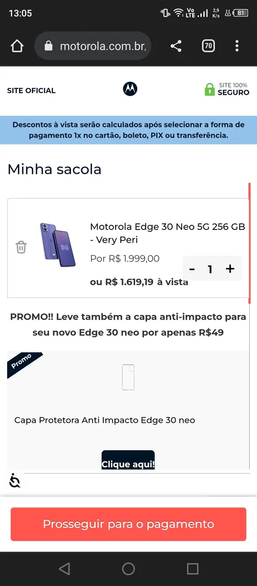 Imagem na descrição da promoção