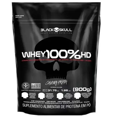 Whey 100% Hd Refil 900g Black Skull - Sabor Baunilha