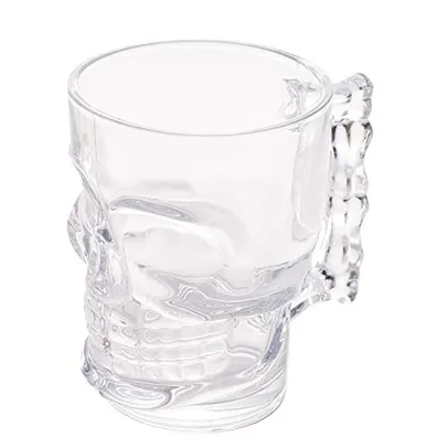 (PRIME) Caneca  de Vidro Caveira Rock Style Lyor Transparente, 510 ml