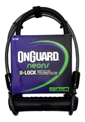 [COMPRE 2] Cadeado U-lock Trava + Cabo Onguard 8154 Reforçado Bike Moto Cor Preto