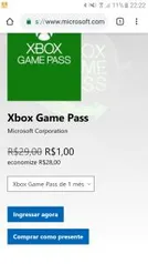 Xbox Game Pass Por 1R$ [novos usuários do gamepass]