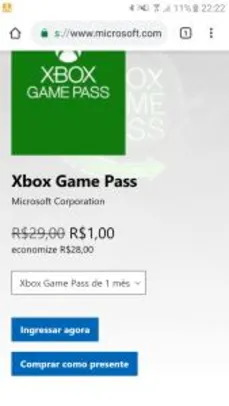 Xbox Game Pass Por 1R$ [novos usuários do gamepass]