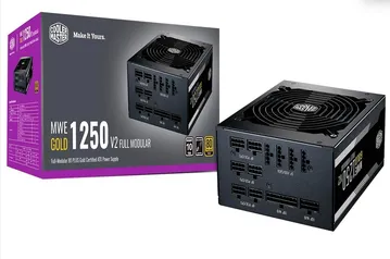 Fonte Cooler Master MWE Gold V2 1250W, 80 Plus Gold, Full Modular, PFC Ativo, Bivolt, Preto - MPE-C5