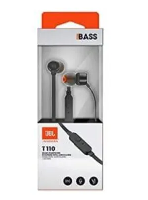 Fone de Ouvido, JBL, Tune 110 Intra-Auricular, Preto R$ 49