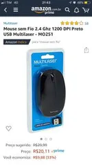 PRIME Mouse sem Fio 2.4 Ghz 1200 DPI Preto USB Multilaser - MO251