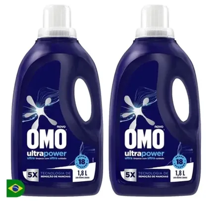 Kit 2 Lava-Roupas Líquido Omo Ultra Power 1,8l