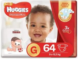 Huggies Fralda Supreme Care Hiper G, 64 Fraldas Prime