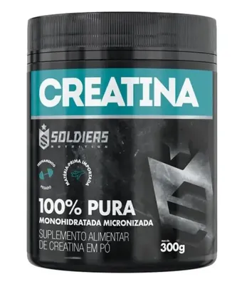 Creatina Monohidratada Pote 300g - 100% Pura Importada - Soldiers Nutrition