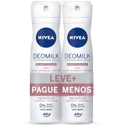 Desodorante Nivea Deomilk Sensetive Aerosol 48h 150ml Com 2 Unidades Leve+ Pague Menos