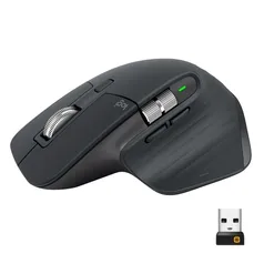 Mouse sem fio Logitech MX Master 3 com Sensor Darkfield para Uso em Qualquer Superfície, USB Unifying ou Bluetooth e Bateria Recarregável - Preto