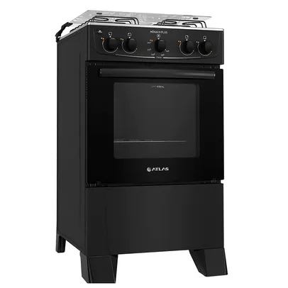 Fogão Atlas 4 Bocas Mônaco Plus com Mesa de Inox Bivolt – Preto I R$ 480