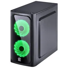 Gabinete Gamer PcYes Venus Preto Acrílico LED Verde - VENPTVD2FCA