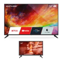 Compre Tela 58 Polegadas 4k Uhd Smart Com Wi-fi Integrado e Ganhe Tela 24 Pol. HD Conversor Digital Multilaser – TL039K