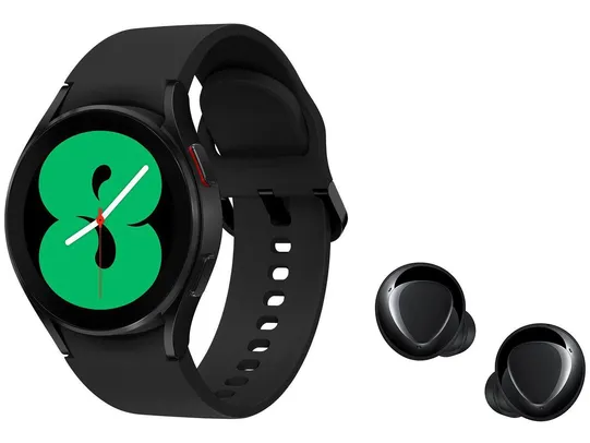 Smartwatch Samsung Galaxy Watch4 BT Preto  - 40mm + Fone de Ouvido Bluetooth Galaxy Buds+ - Fone de Ouvido - Magazine Luiza