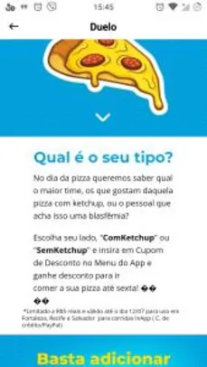 [Recife, Savaldor, Fortaleza] Cupom dia de pizza 99Pop 15% e 10%
