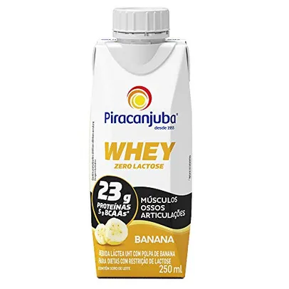 10 Whey Zero Lactose Sabor Banana Piracanjuba 250ml | R$ 2,44 cada