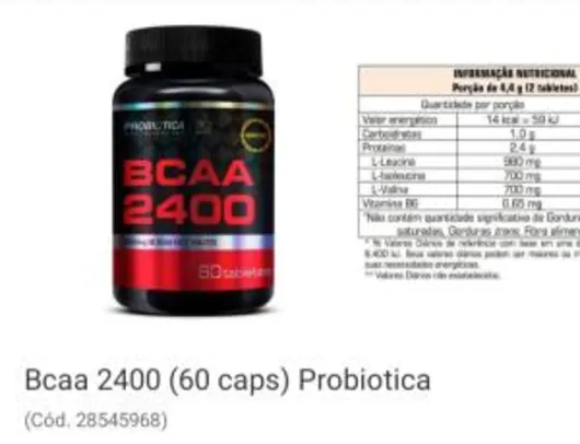 BCAA 2400 probiótica (60 caps) frete Grátis Regiões