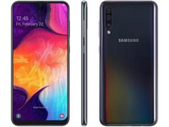 Smartphone Samsung Galaxy A50 128GB Preto 4G - 4GB RAM Tela 6,4” Câm. Tripla + Câm. Selfie 25MP