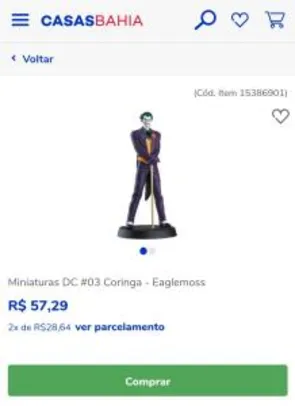 Miniaturas DC #03 Coringa - Eaglemoss | R$57