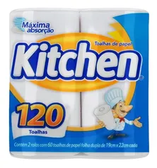 Papel Toalha Kitchen 120 folhas 2 un | R$4