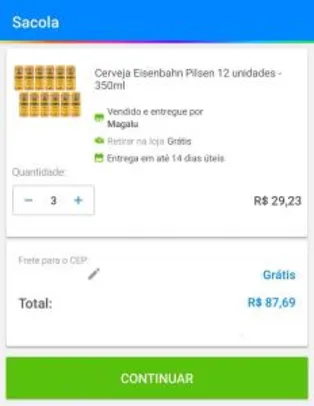 [Cada R$2,43] Cerveja Eisenbahn Pilsen 12 unidades - 350ml | R$35