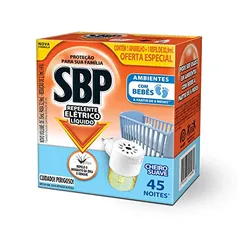 [Rec/+ por - R$10,23] Repelente Elétrico Líquido SBP 45 Noites Cheiro Suave Novo Aparelho + Refil