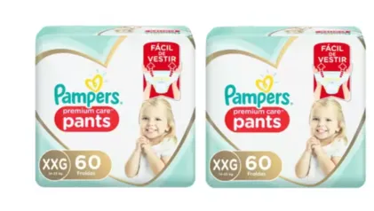 Kit Fraldas Pampers Pants Premium Care - Tam. XXG 14 a 25kg 2 Pacotes com 60 Unidades Cada