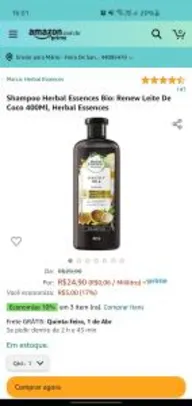 [PRIME] Shampoo Herbal Essences Bio: Renew Leite De Coco 400mL | R$25