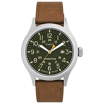 Timex Men's Expedition Scout 40mm Quartz Leather Strap, Brown, 20 Casual Watch (Model: TW4B230009J)