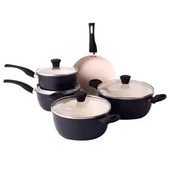 Jogo de Panelas 5 Pçs Indução Cerâmica Top Gourmet Black Oster